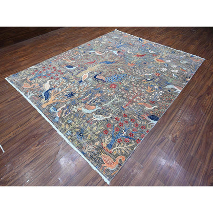 Oushak And Peshawar Wool Hand Knotted Rug Grey No Border 7.11X9.9 -O088708