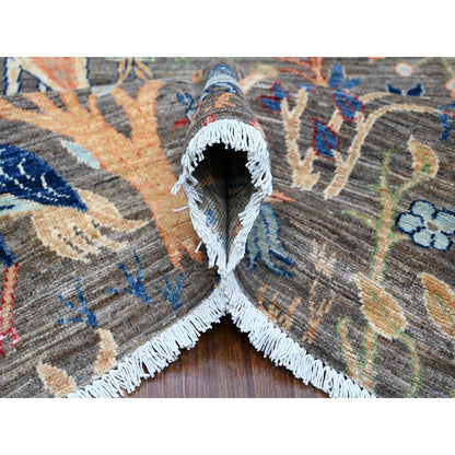 Oushak And Peshawar Wool Hand Knotted Rug Grey No Border 7.11X9.9 -O088708