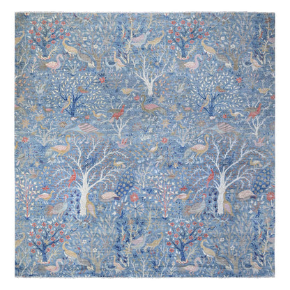 Oushak And Peshawar Wool Hand Knotted Rug Blue No Border 11.11X12.1 -O088709