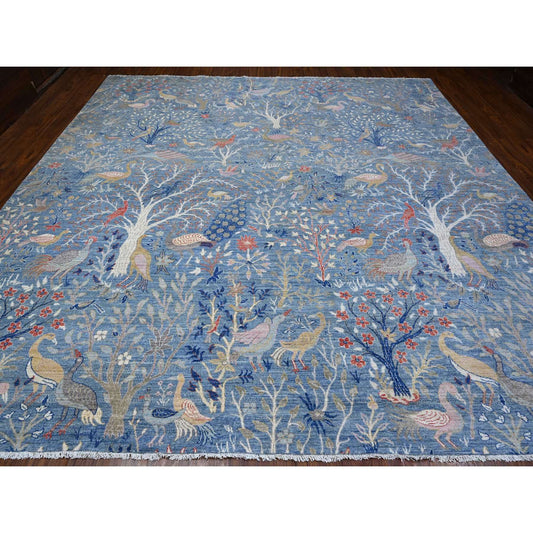 Oushak And Peshawar Wool Hand Knotted Rug Blue No Border 11.11X12.1 -O088709