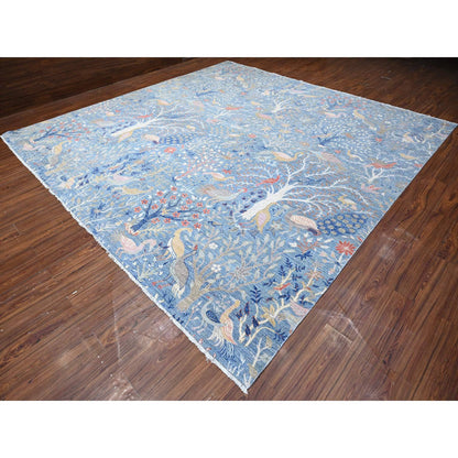 Oushak And Peshawar Wool Hand Knotted Rug Blue No Border 11.11X12.1 -O088709