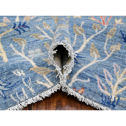 Oushak And Peshawar Wool Hand Knotted Rug Blue No Border 11.11X12.1 -O088709