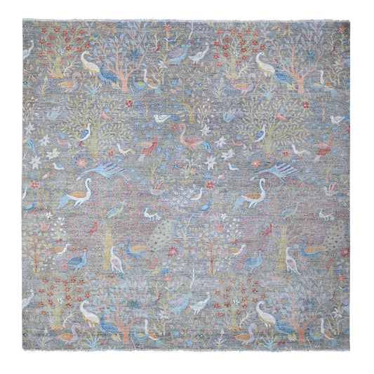 Oushak And Peshawar Wool Hand Knotted Rug Grey No Border 11.11X12.1 -O088711