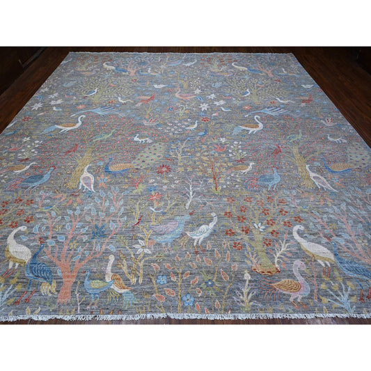 Oushak And Peshawar Wool Hand Knotted Rug Grey No Border 11.11X12.1 -O088711