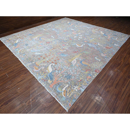 Oushak And Peshawar Wool Hand Knotted Rug Grey No Border 11.11X12.1 -O088711