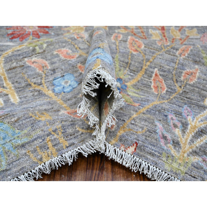 Oushak And Peshawar Wool Hand Knotted Rug Grey No Border 11.11X12.1 -O088711