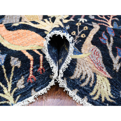 Oushak And Peshawar Wool Hand Knotted Rug Blue No Border 7.11X8.2 -O088712