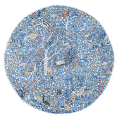 Oushak And Peshawar Wool Hand Knotted Rug Blue No Border 8.0X8.1 -O088714