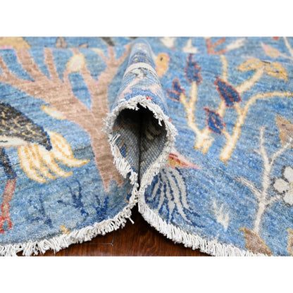 Oushak And Peshawar Wool Hand Knotted Rug Blue No Border 8.0X8.1 -O088714