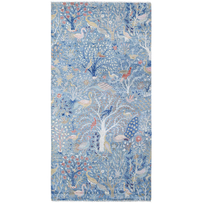 Oushak And Peshawar Wool Hand Knotted Rug Blue No Border 6.1X12.0 -O088715