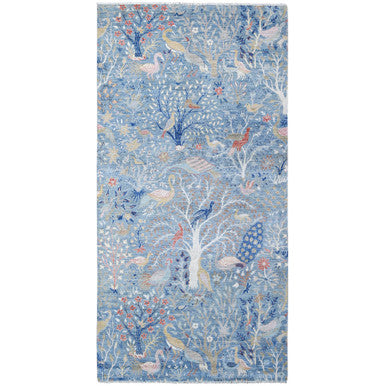 Oushak And Peshawar Wool Hand Knotted Rug Blue No Border 6.1X12.0 -O088715
