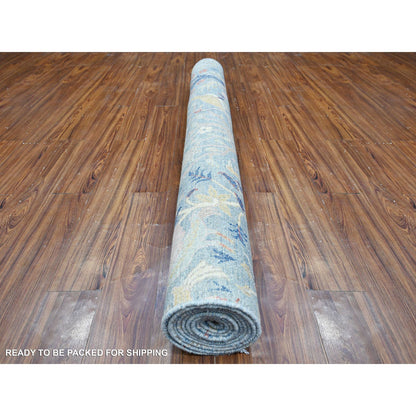 Oushak And Peshawar Wool Hand Knotted Rug Blue No Border 6.1X12.0 -O088715