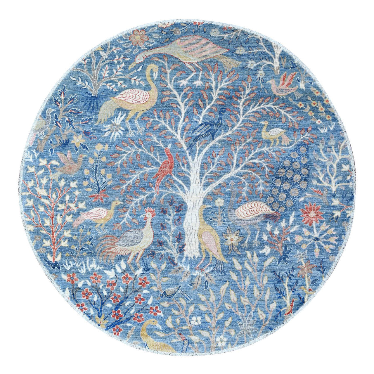 Blue 6'1" x 6'2" Oushak And Peshawar Hand knotted Wool Rug - Sku: O088717