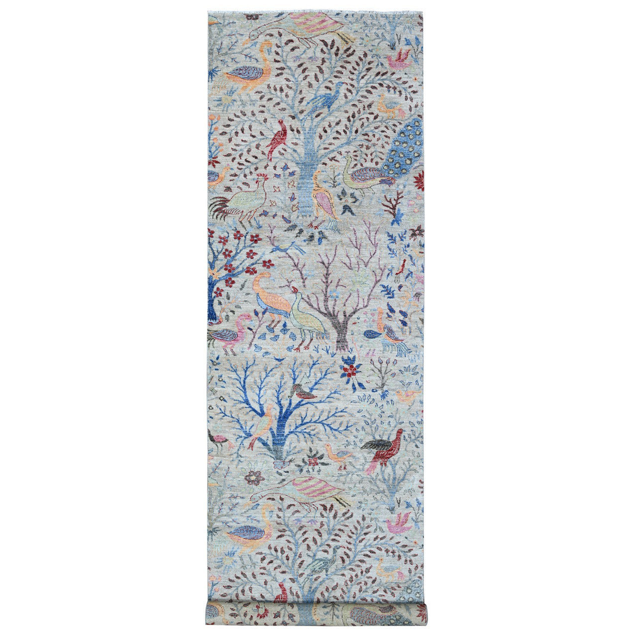 Gray 4'1" x 15'11" Oushak And Peshawar Hand knotted Wool Rug - Sku: O088718