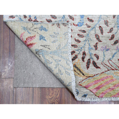 Oushak And Peshawar Wool Hand Knotted Rug Grey No Border 4.1X15.11 -O088718