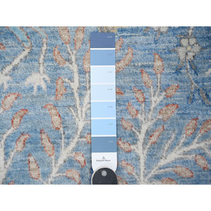 Oushak And Peshawar Wool Hand Knotted Rug Blue 3.11x11.10 -O088719