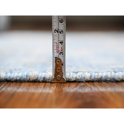 Oushak And Peshawar Wool Hand Knotted Rug Blue 3.11x11.10 -O088719