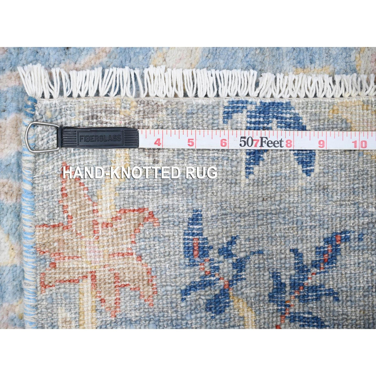 Blue 3'11" x 11'10" Oushak And Peshawar Hand knotted Wool Rug - Sku: O088719