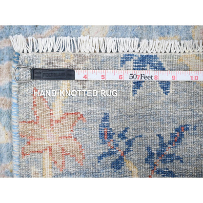 Oushak And Peshawar Wool Hand Knotted Rug Blue 3.11x11.10 -O088719