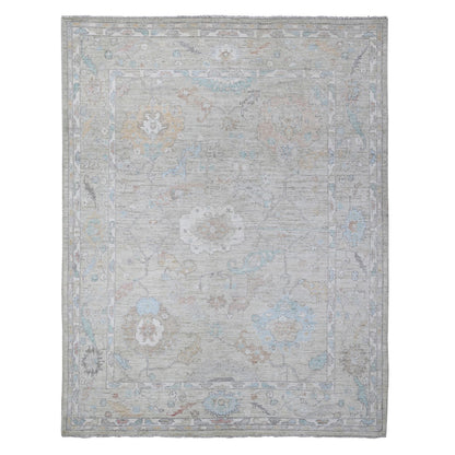 Oushak And Peshawar Wool Hand Knotted Rug Grey Gray 7.9X9.11 -O088720