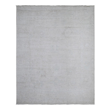 Oushak And Peshawar Wool Hand Knotted Rug Grey Gray 7.10X9.7 -O088722