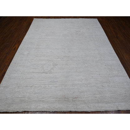 Oushak And Peshawar Wool Hand Knotted Rug Grey Gray 7.10X9.7 -O088722