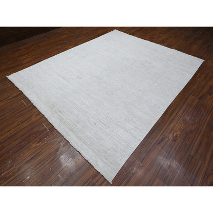 Oushak And Peshawar Wool Hand Knotted Rug Grey Gray 7.10X9.7 -O088722