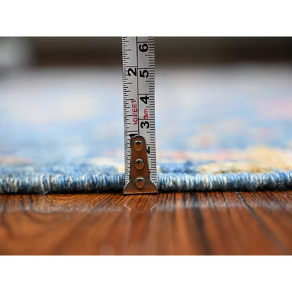 Oushak And Peshawar Wool Hand Knotted Rug Blue No Border 5.11X8.9 -O088725