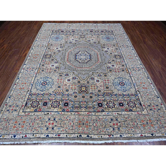 Oushak And Peshawar Wool Hand Knotted Rug Grey Gray 7.10X10.0 -O088728