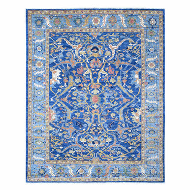 Oushak And Peshawar Wool Hand Knotted Rug Blue Blue 8.2X10.2 -O088730