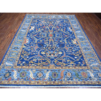 Oushak And Peshawar Wool Hand Knotted Rug Blue Blue 8.2X10.2 -O088730