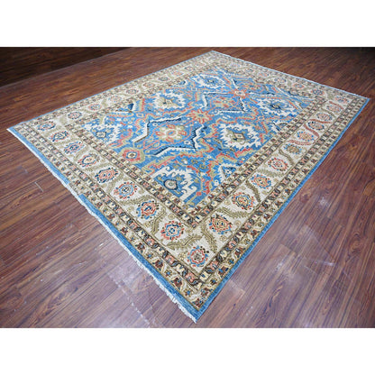 Oushak And Peshawar Wool Hand Knotted Rug Blue Gray 8.11X11.8 -O088731