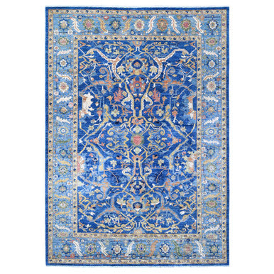 Oushak And Peshawar Wool Hand Knotted Rug Blue Blue 8.7X11.11 -O088733