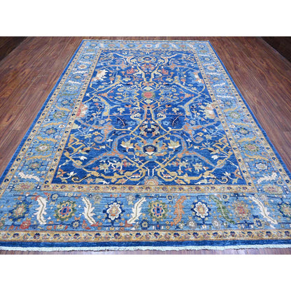 Oushak And Peshawar Wool Hand Knotted Rug Blue Blue 8.7X11.11 -O088733