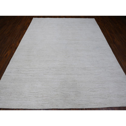 Modern and Contemporary Wool Hand Knotted Rug Ivory No Border 7.11X9.8 -O088737