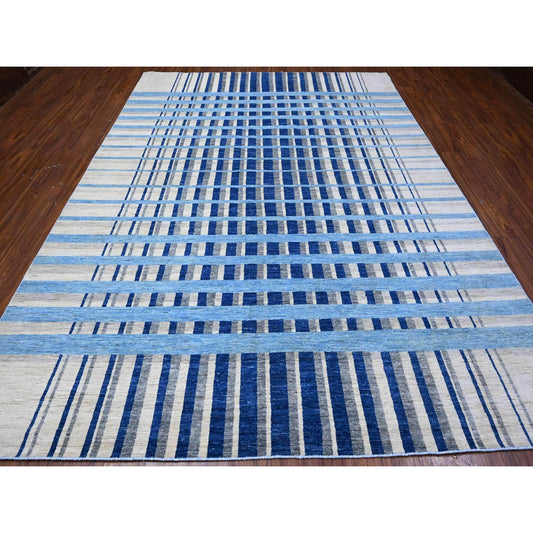 Modern and Contemporary Wool Hand Knotted Rug Grey No Border 8.8X11.7 -O088739