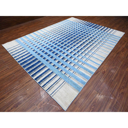 Modern and Contemporary Wool Hand Knotted Rug Grey No Border 8.8X11.7 -O088739