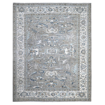 Oushak And Peshawar Wool Hand Knotted Rug Grey Ivory 11.11X14.9 -O088741