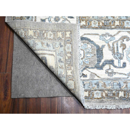 Oushak And Peshawar Wool Hand Knotted Rug Grey Ivory 11.11X14.9 -O088741