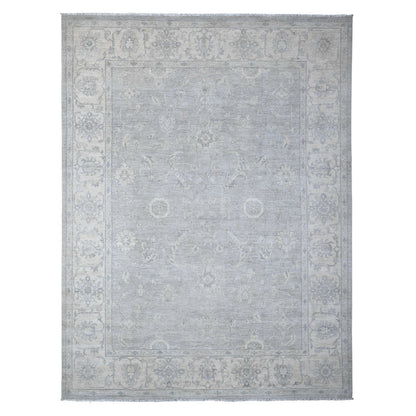 Oushak And Peshawar Wool Hand Knotted Rug Grey Ivory 8.10X11.9 -O088747