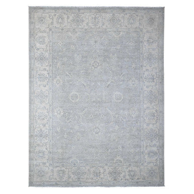 Oushak And Peshawar Wool Hand Knotted Rug Grey Ivory 8.10X11.9 -O088747