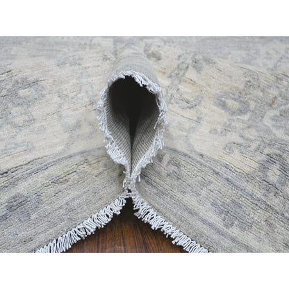 Oushak And Peshawar Wool Hand Knotted Rug Grey Ivory 8.10X11.9 -O088747