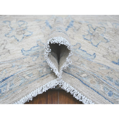 Oushak And Peshawar Wool Hand Knotted Rug Grey Ivory 8.11X11.9 -O088748