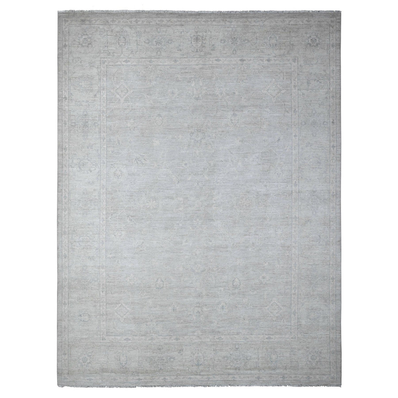 Gray 8'10" x 11'6" Oushak And Peshawar Hand knotted Wool Rug - Sku: O088749