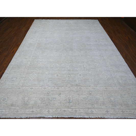 Oushak And Peshawar Wool Hand Knotted Rug Grey Silver 8.10X11.6 -O088749