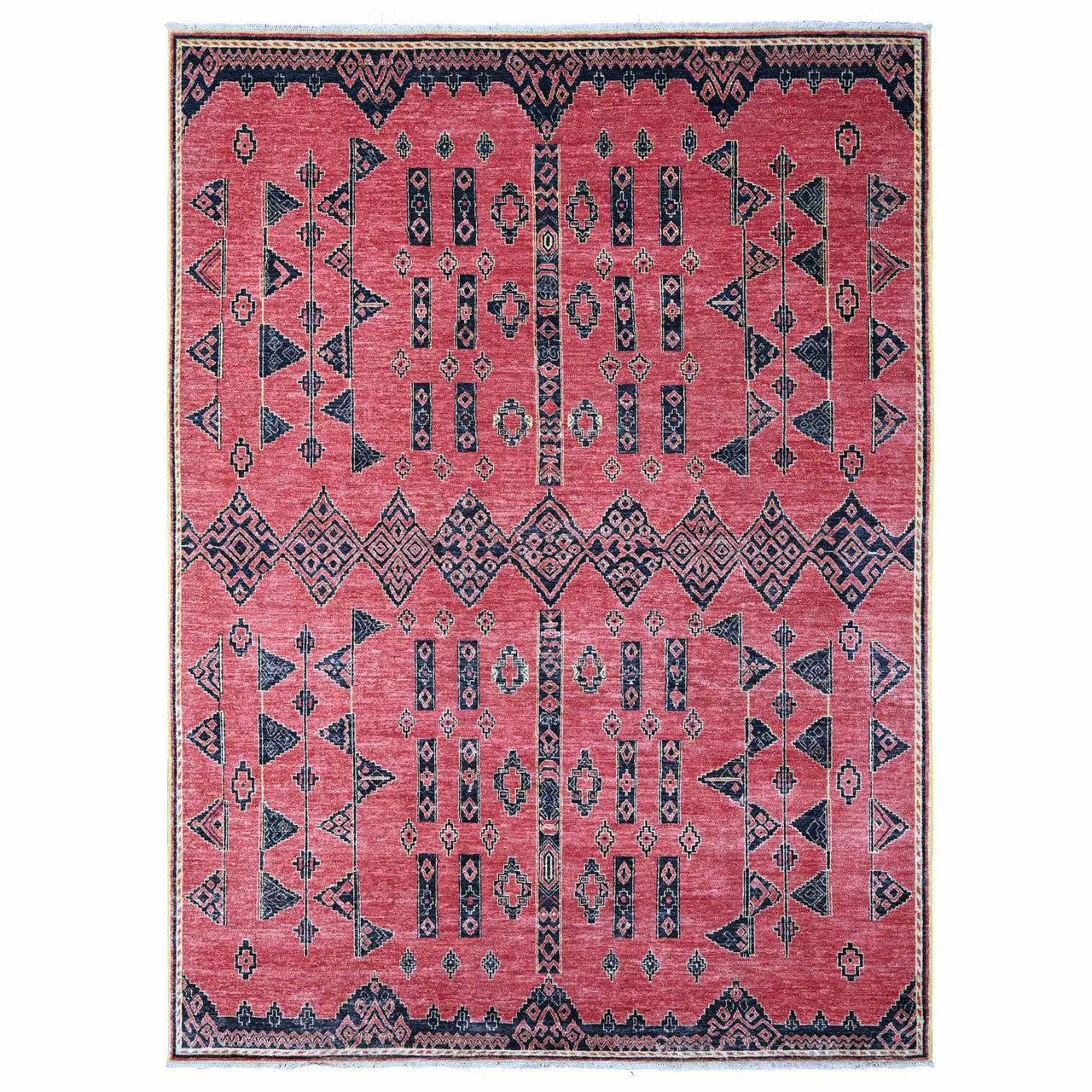 Red 8'7" x 11'3" Oushak And Peshawar Hand knotted Wool Rug - Sku: O088750