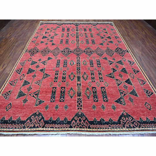 Oushak And Peshawar Wool Hand Knotted Rug Red No Border 8.7X11.3 -O088750