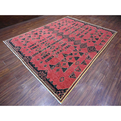 Oushak And Peshawar Wool Hand Knotted Rug Red No Border 8.7X11.3 -O088750