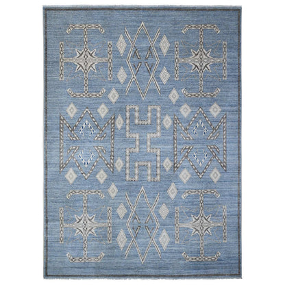 Oushak And Peshawar Wool Hand Knotted Rug Blue Black 10.0X13.9 -O088751