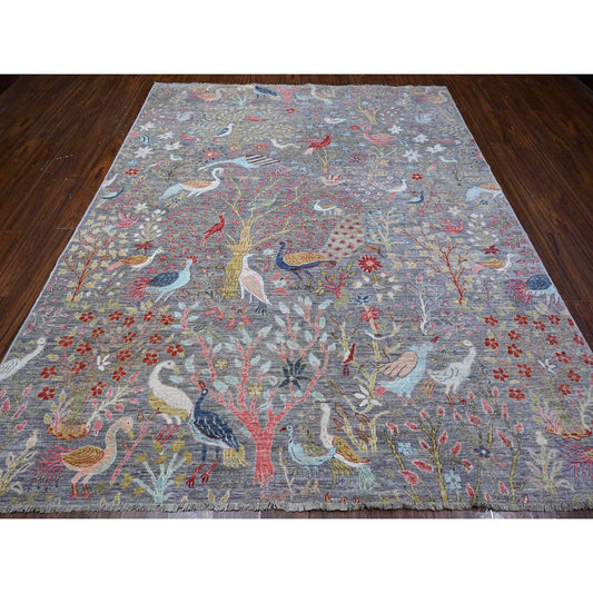 Oushak And Peshawar Wool Hand Knotted Rug Grey No Border 8.2X9.11 -O088753